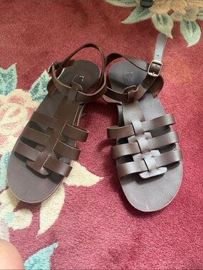 Brown gladiator Leather Sandals, Greek fisherman style from Greece
